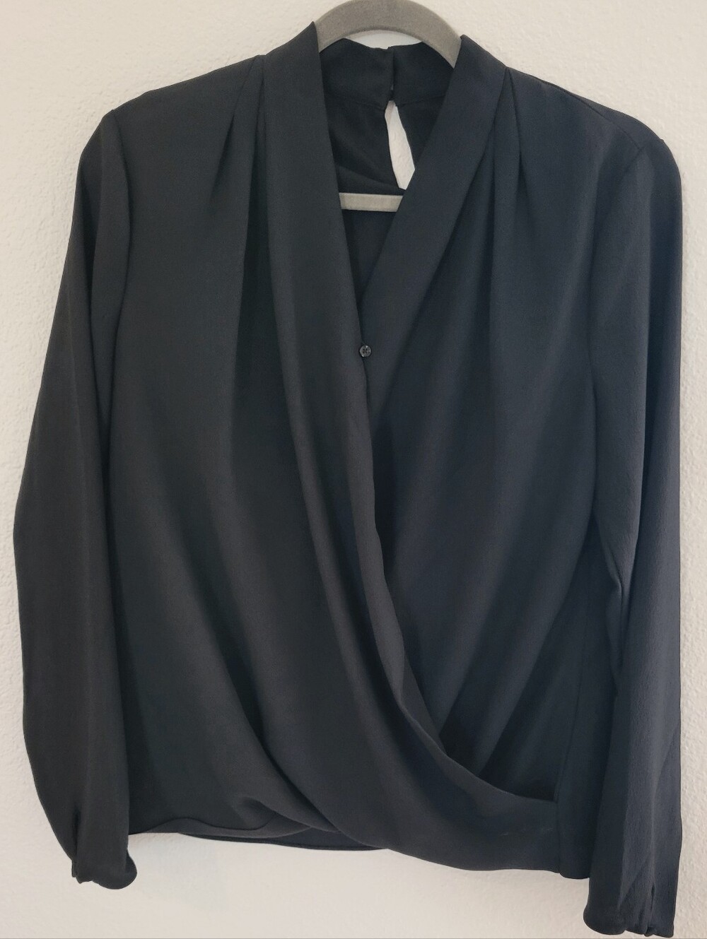 MM LAFLEUR Black Draped V-Neck Long-Sleeve Top New Medium